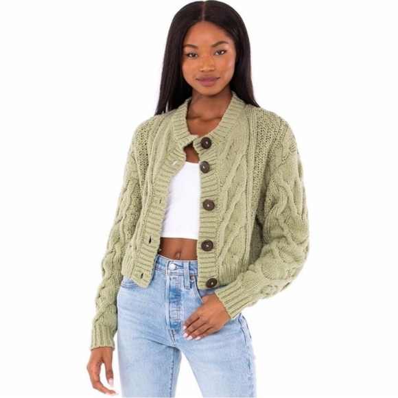 Free People Sweaters - Free People Bonfire Cardigan Emerald Moth
